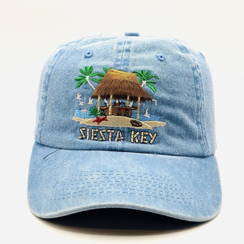 Siesta Key Hat Cap Blue Florida Beach Palm Tree